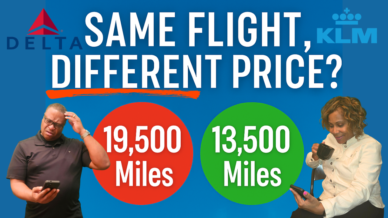 YouTube thumbnail: Delta vs KLM miles comparison