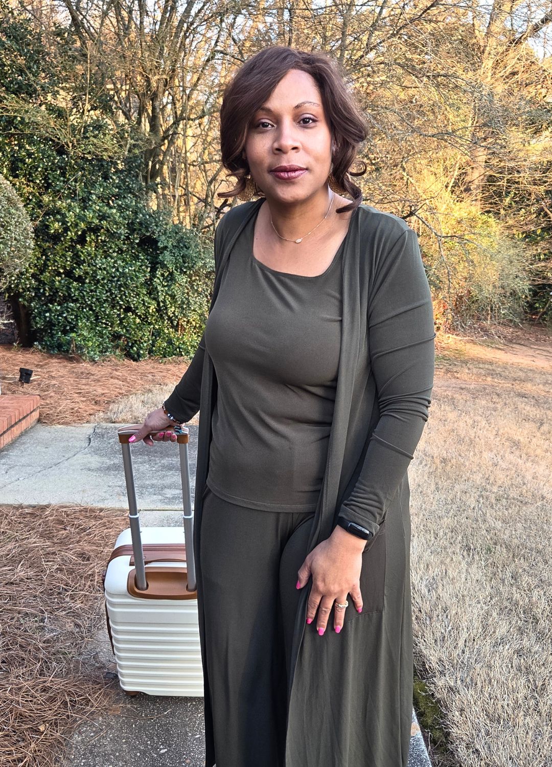 Sexy Modest Brigitte Brianna Essential Set in Olive – front view