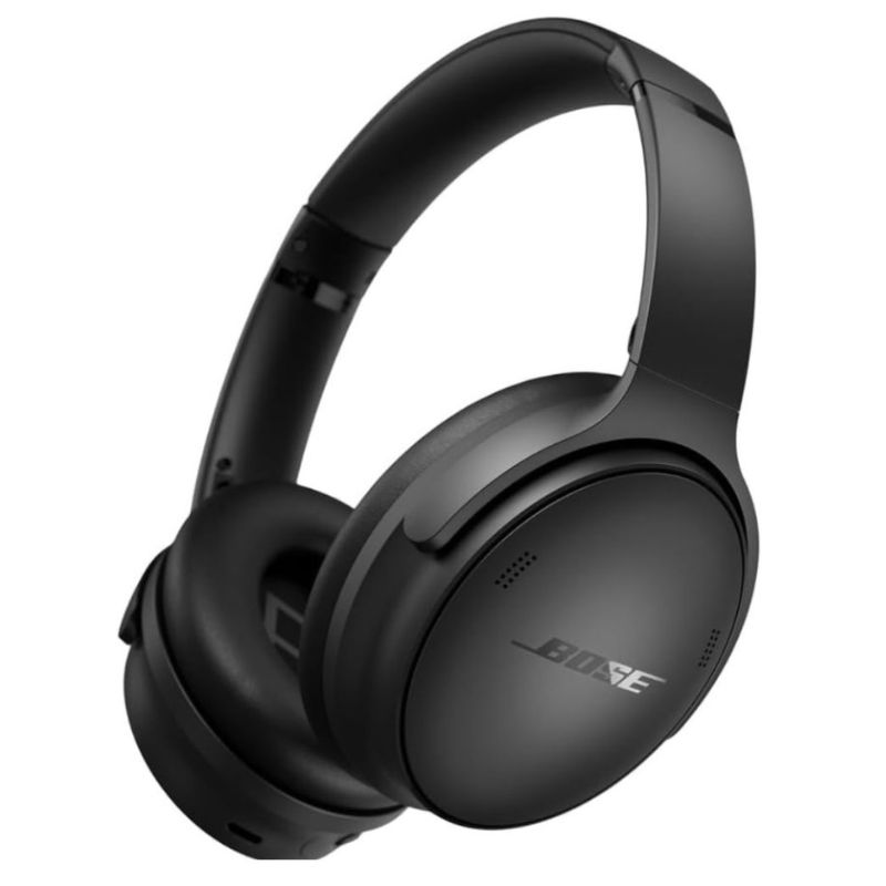 Black Bose QuietComfort over-ear noise cancelling headphones