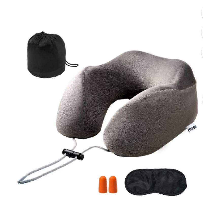 VEVOR bamboo charcoal memory foam travel neck pillow with accessories